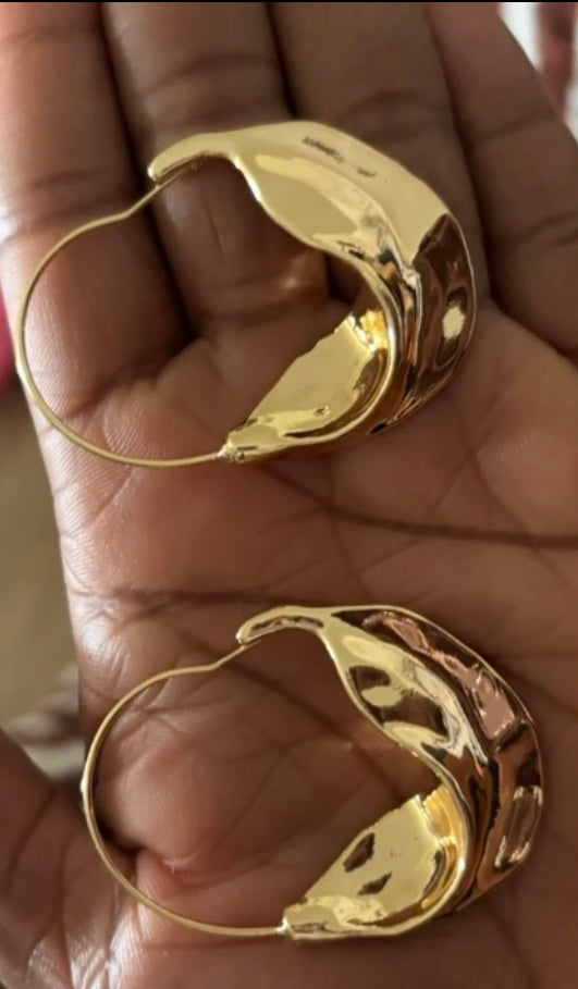 Boucles d'Oreilles " Fulani " – Créoles Sculpturales Dorées / argentée