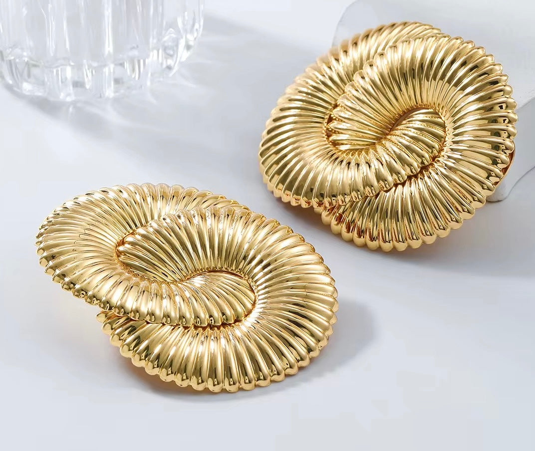 Boucles d’oreilles - en spirales texturées – Finition dorée brillante