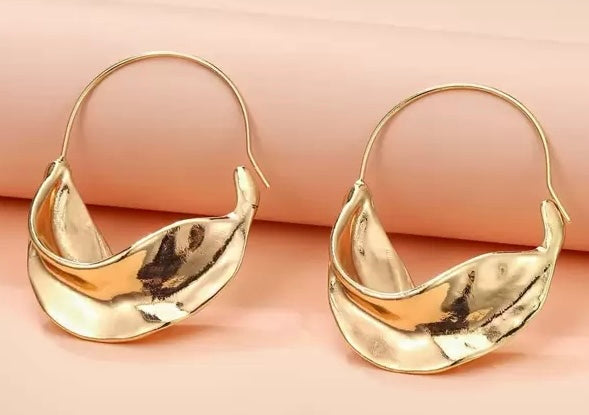 Boucles d'Oreilles " Fulani " – Créoles Sculpturales Dorées / argentée