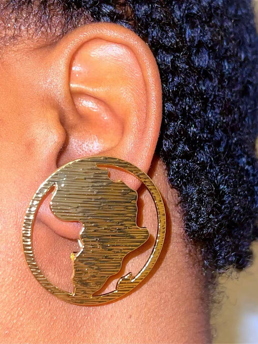 Boucles d’oreilles -bague -"Héritage d'Afrique" – Éclat Doré & Design Texturé