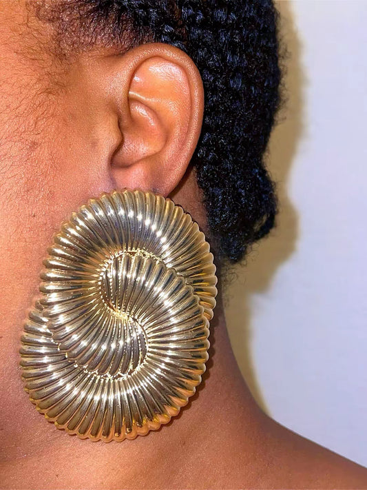 Boucles d’oreilles - en spirales texturées – Finition dorée brillante