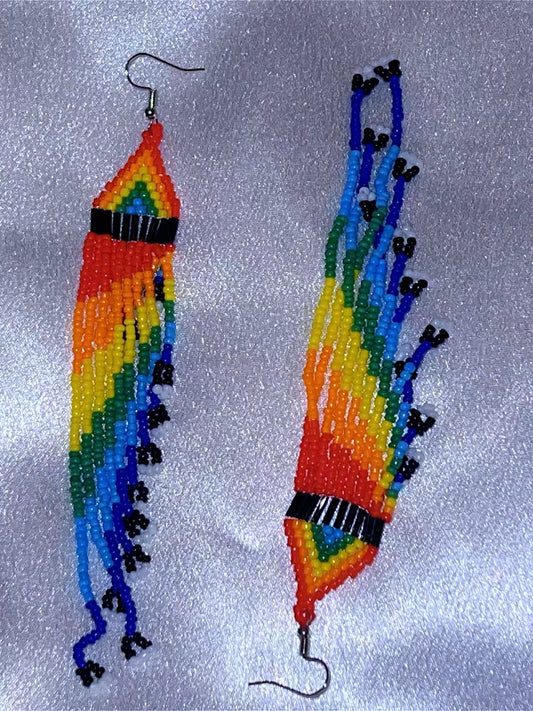 Boucles d’oreilles - Cascade Arc-en-Ciel" – Tissage de Perles Artisanal