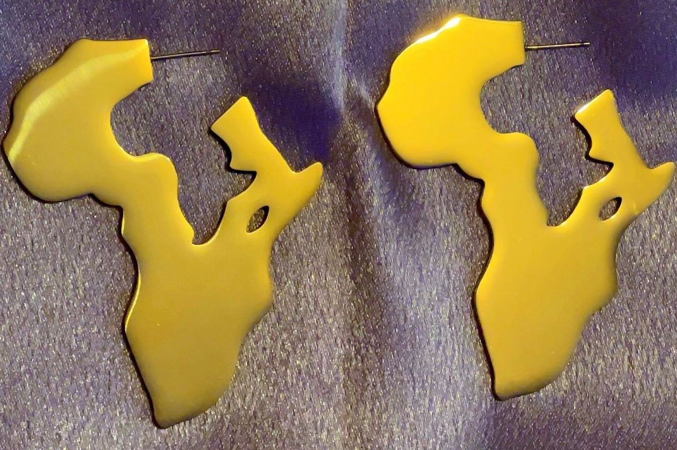 Boucles d’oreilles -créole  silhouette Afrique en or