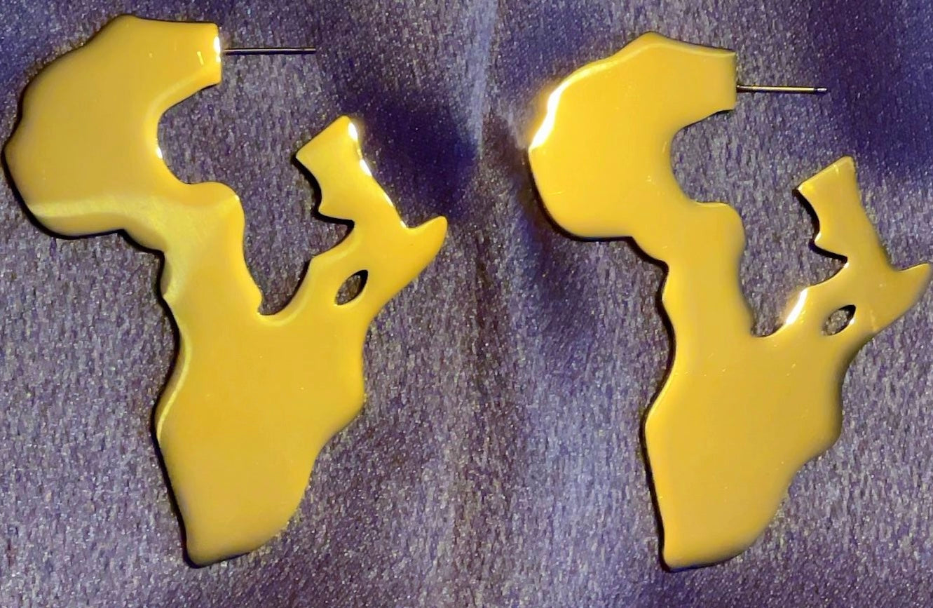 Boucles d’oreilles -créole  silhouette Afrique en or